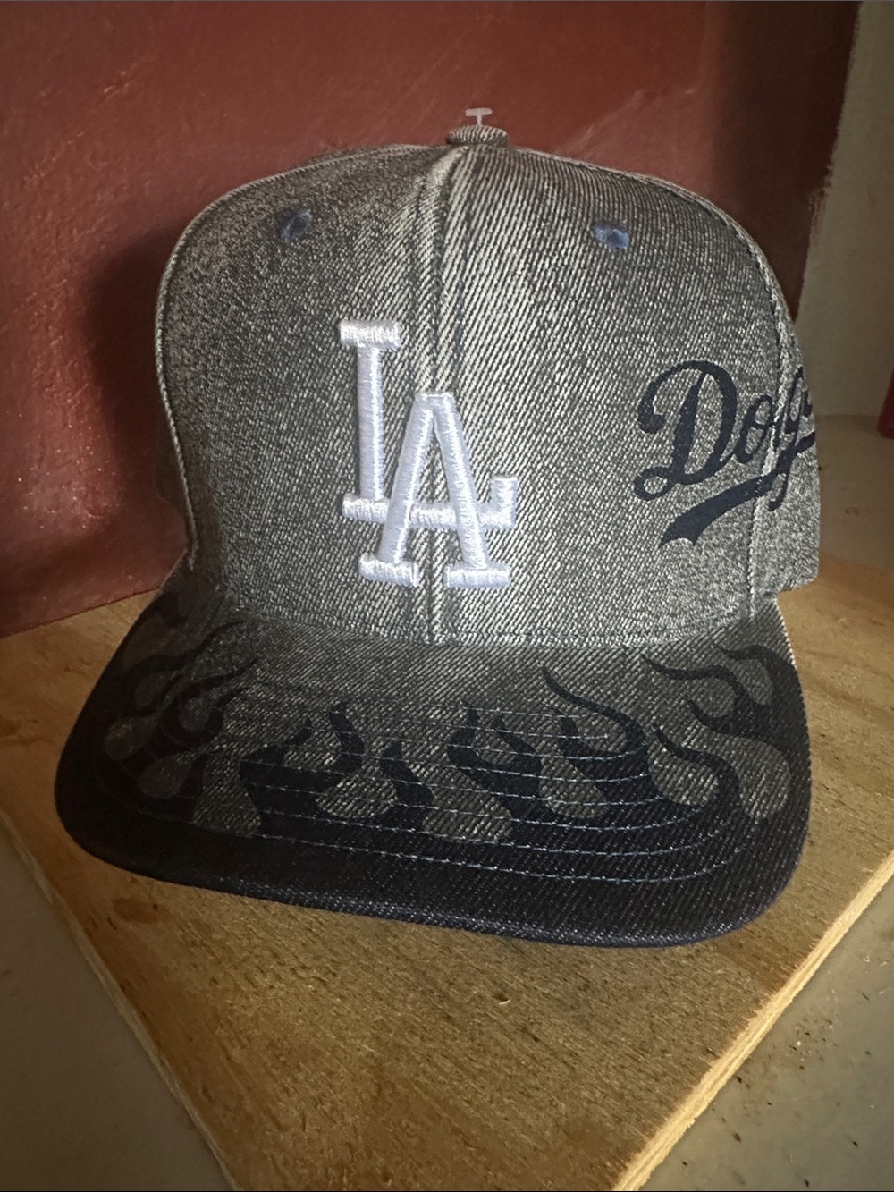Denim LA flames retro Los Angeles Dodgers baseball snapback hat cap new designer